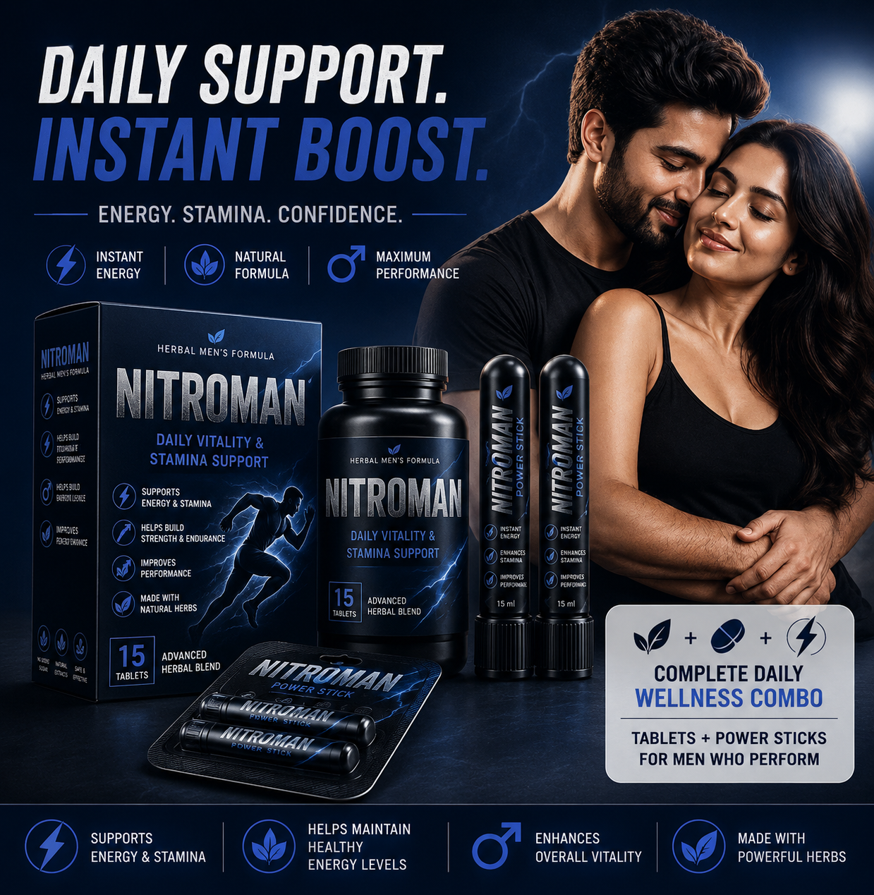 NITROMAN TABLET + 2 POWER STICKS | 30 Days Money Back Gurantee