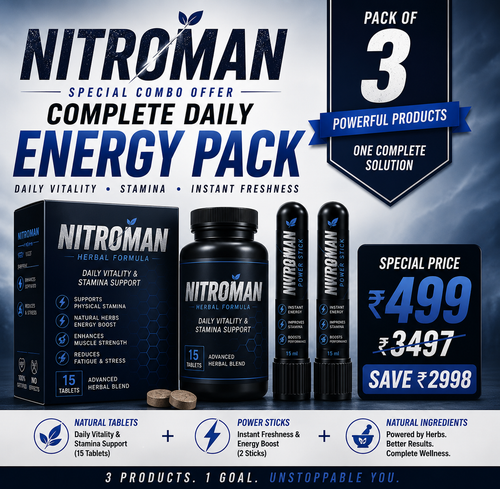 NITROMAN TABLET + 2 POWER STICKS | 30 Days Money Back Gurantee